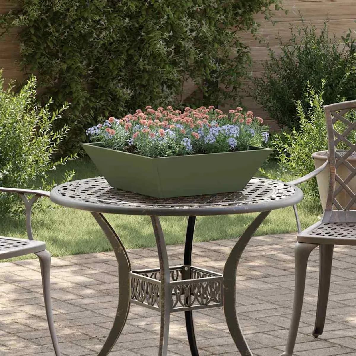 vidaXL Cache-pot de jardin Vert olive 50 x 50 x 15 cm