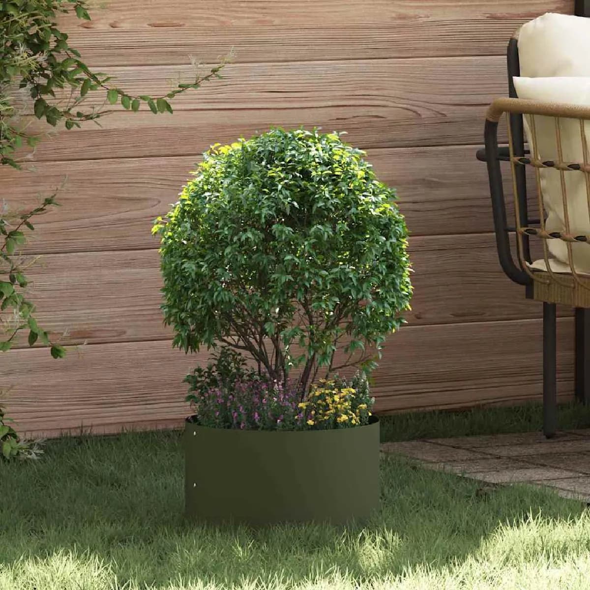 vidaXL Anneau de jardinière Vert olive 30 x 30 x 20 cm