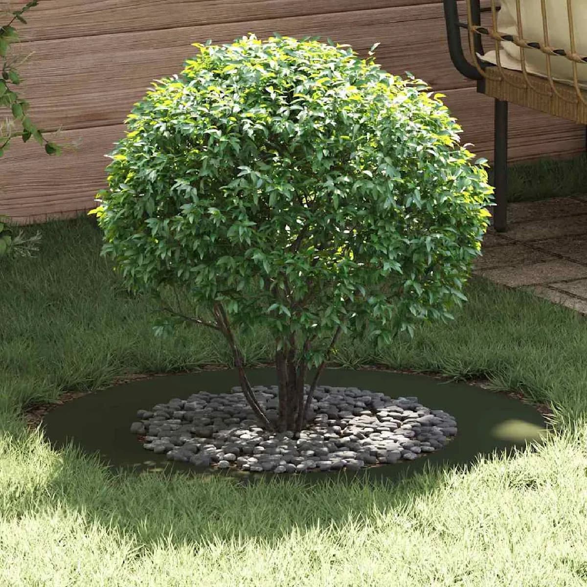vidaXL adapté pour anneau d'arbre plat Vert olive Ø50 / 80 cm Acier