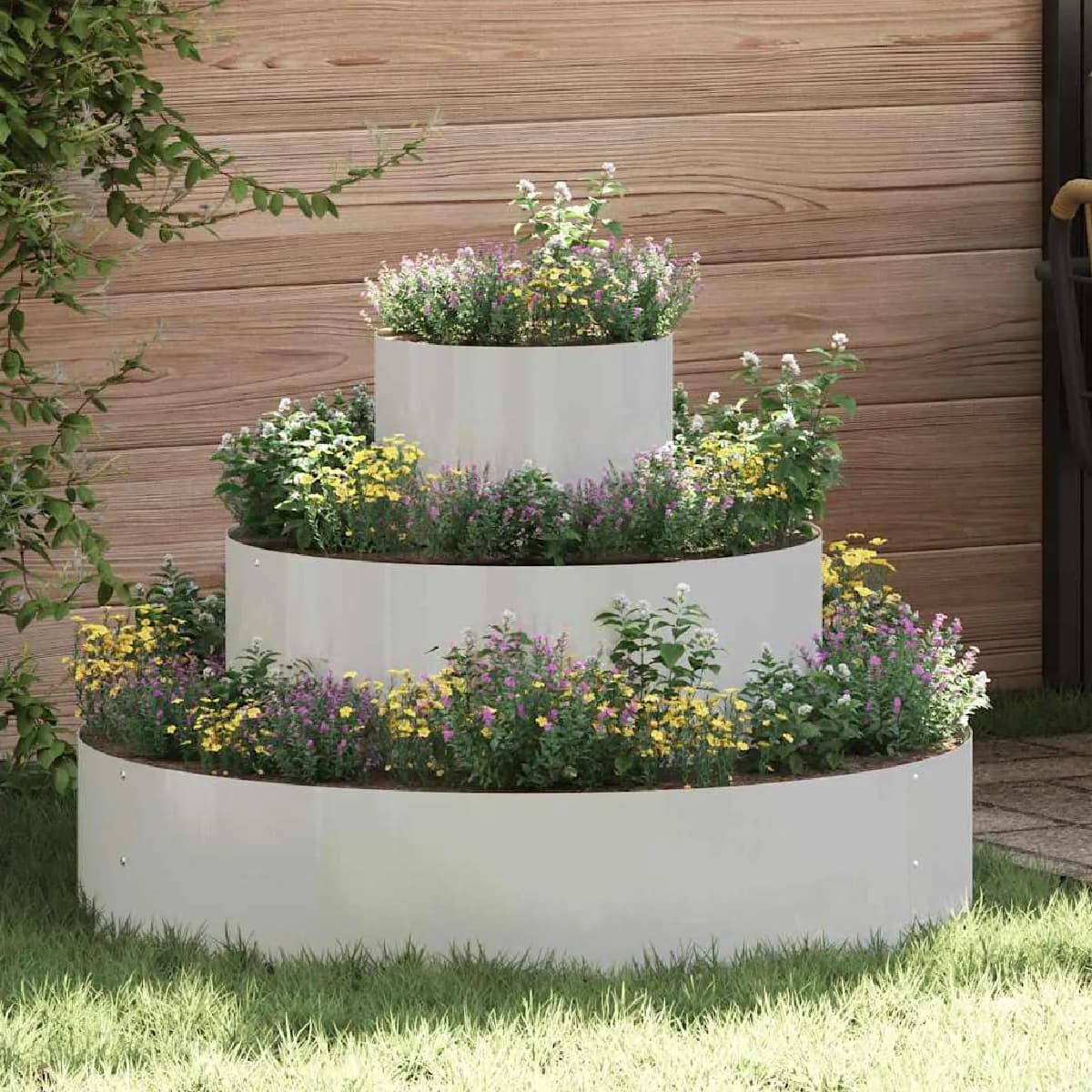 vidaXL Cache-pot de jardin Argent 90 x 90 x 20 cm Acier inoxydable