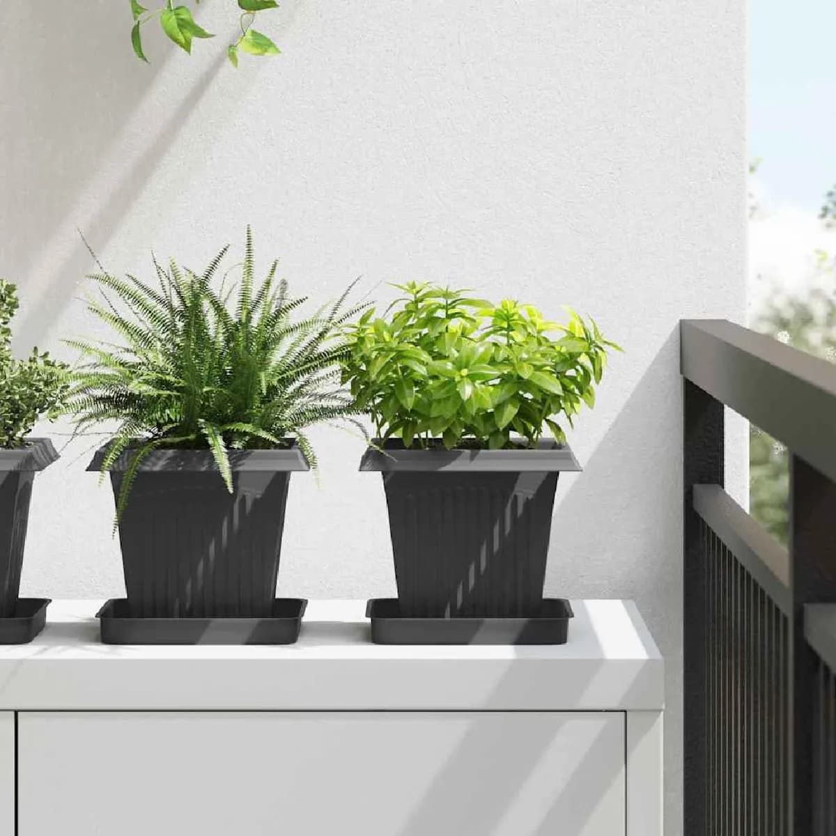 vidaXL Pot de Fleurs Carré 24 pcs Noir 16 x 16 x 14 cm Plastique