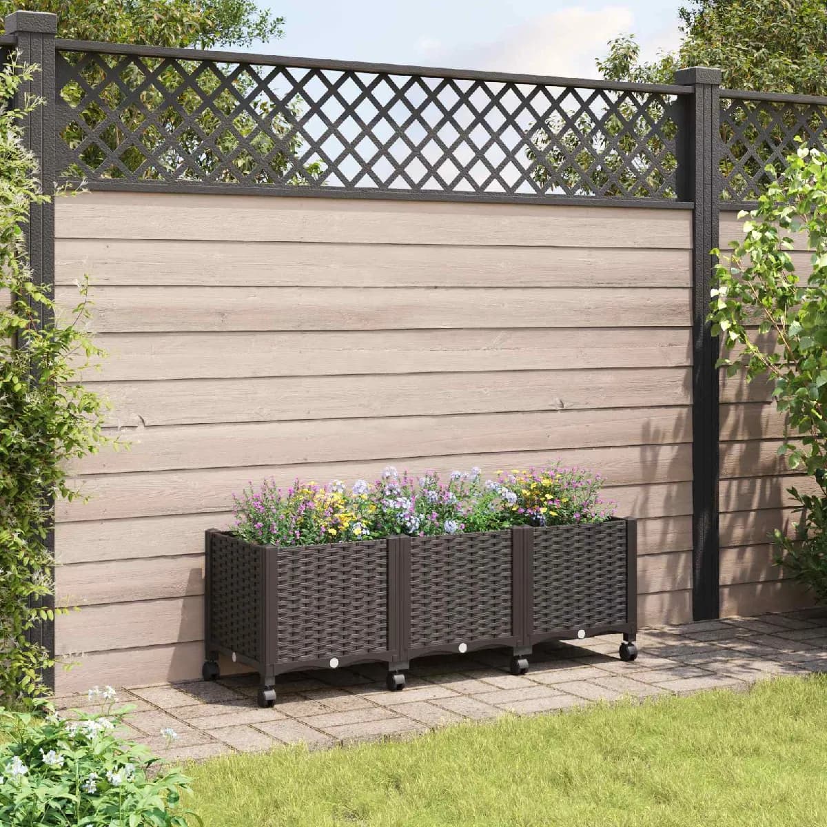 vidaXL Jardinière avec Roues Marron 120 x 40 x 44 cm PP